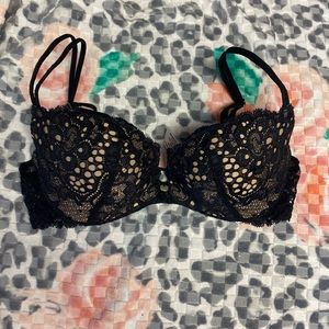 Victoria's Secret Nude & Black Lace Push-up Bra